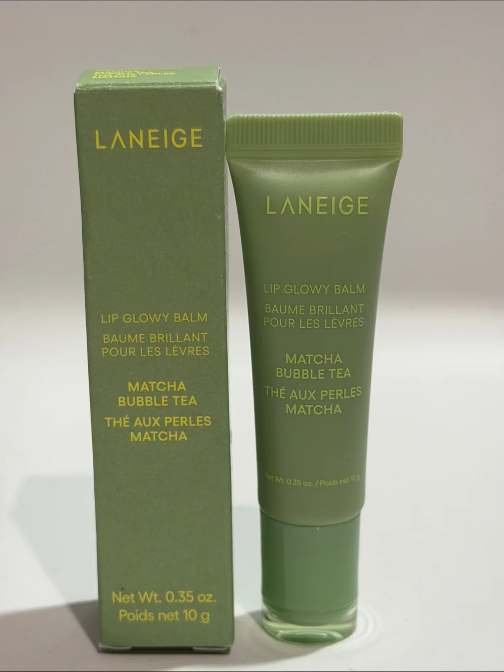 LANEIGE Lip Glowy Balm Bubble Tea Bundle of nTaro + Matcha F/S 0.35 Oz Each NIB!